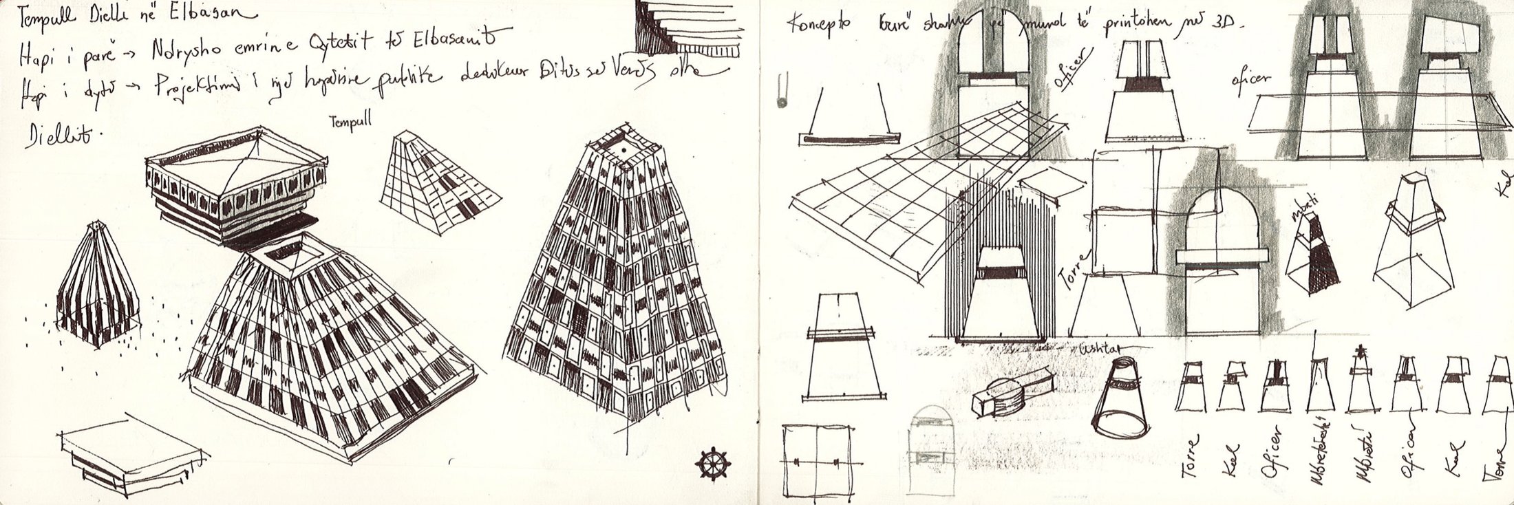 pyramids and figures, sheet 3