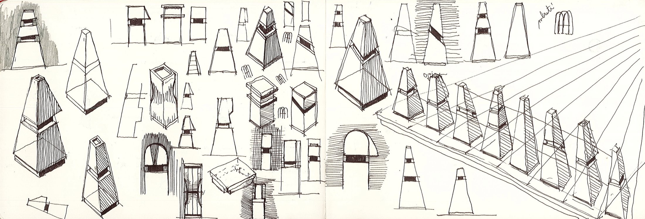 pyramids and figures, sheet 4