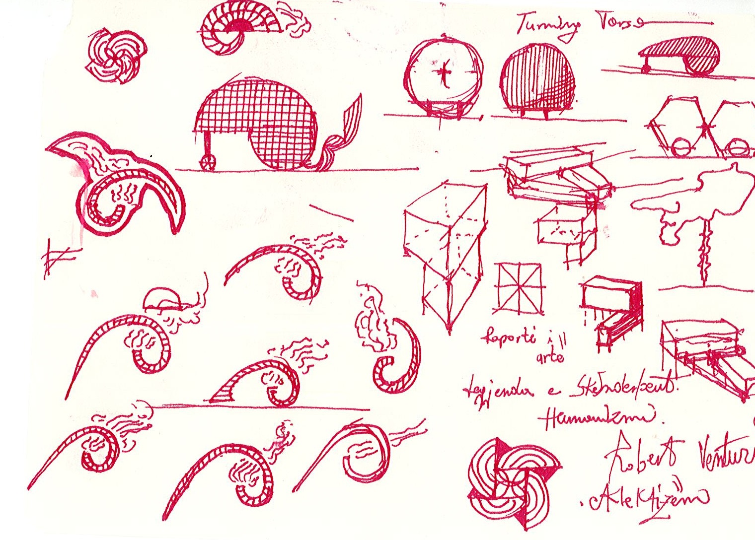 housing blocks, November 2023: red waves, Turning Torso and Robert Venturi
