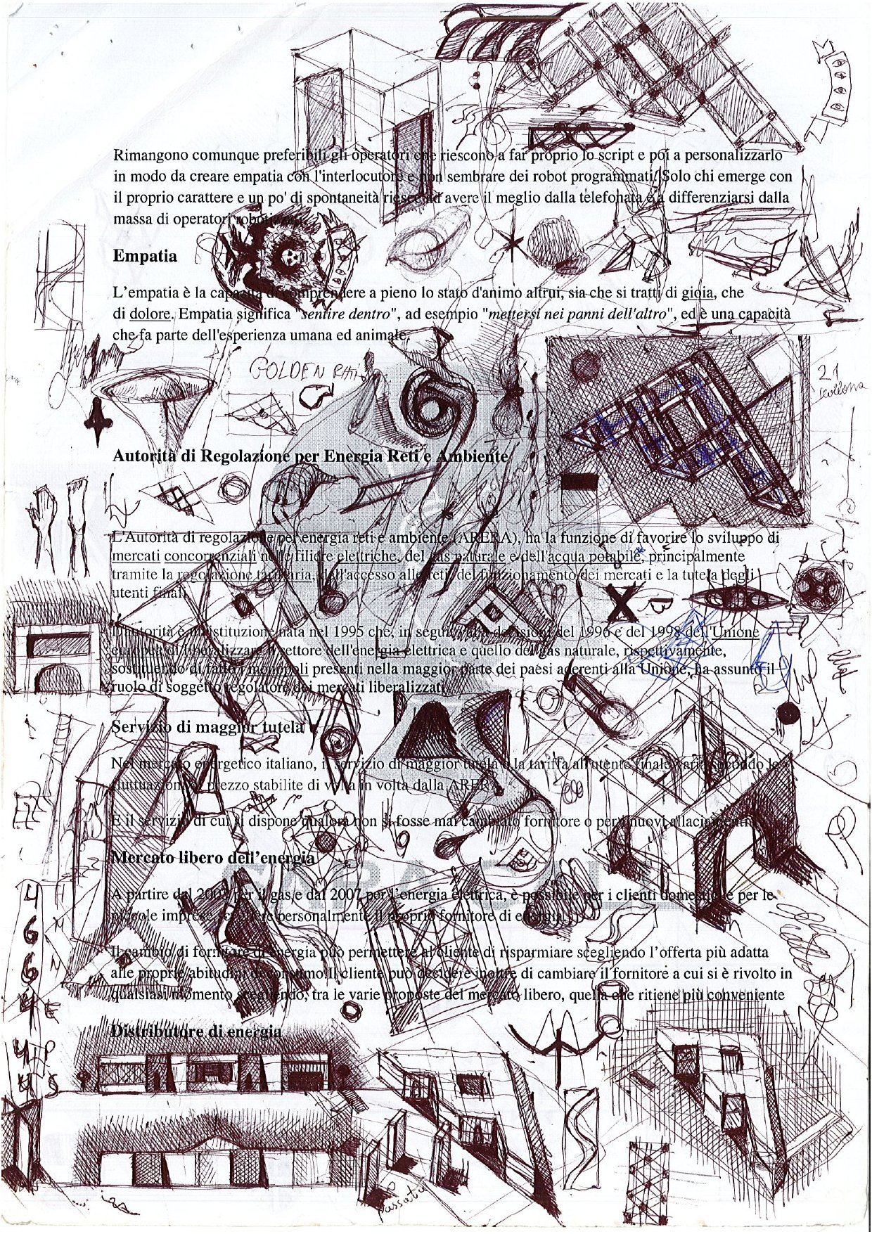 disegni sulle scartoffie, foglio 1