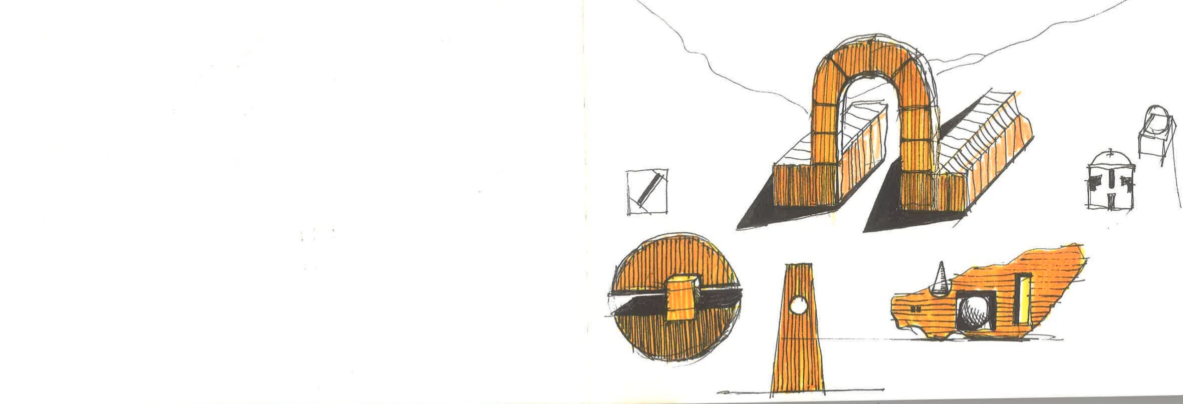 red notebook: an orange arch and its pieces