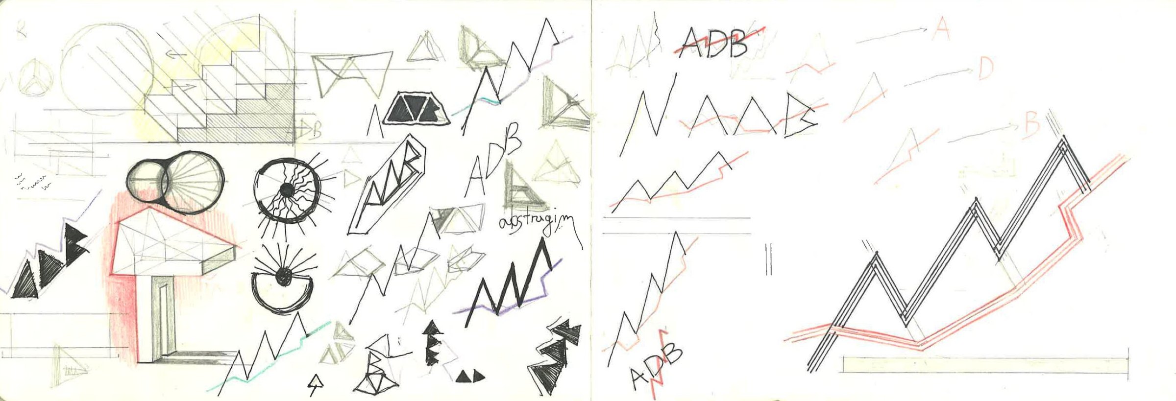 alfabeto di triangoli: A, D, B diventate picchi